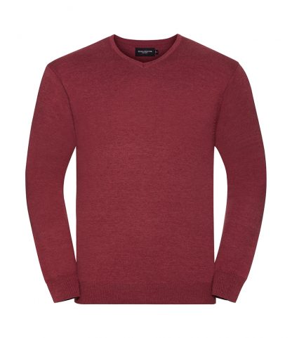 Russell V Neck Sweater Cranberry marl 4XL (710M CBM 4XL)