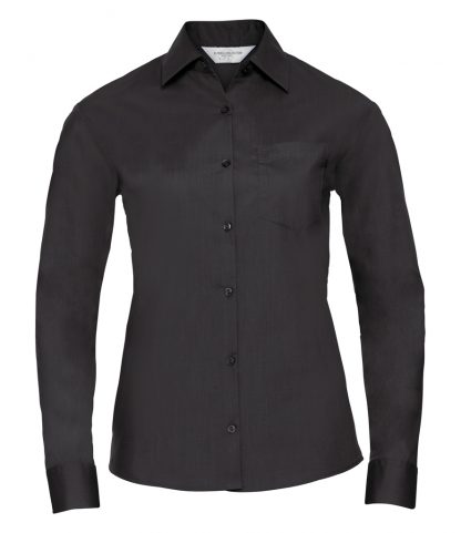 Russell Lds Poplin L/S Shirt Black 4XL (934F BLK 4XL)