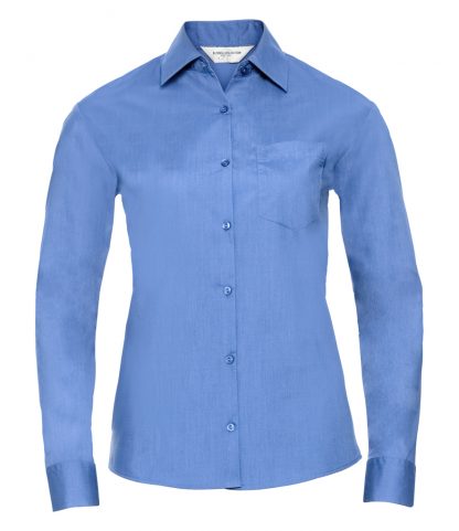 Russell Lds Poplin L/S Shirt Corporate Blue 4XL (934F CBL 4XL)