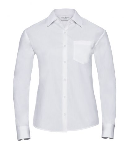 R Coll Lds Cot/Pop L/S Shirt White 4XL (936F WHI 4XL)