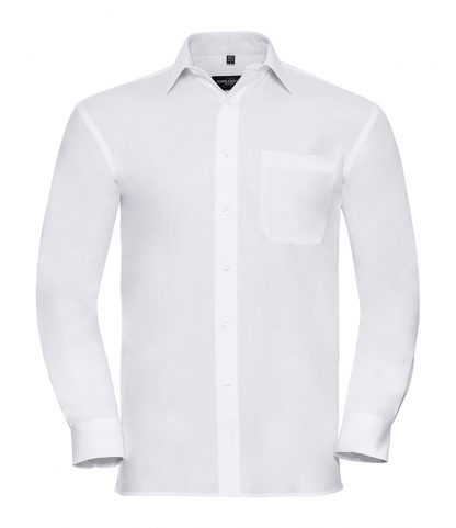 Russell Cot/Poplin L/S Shirt White 4XL (936M WHI 4XL)