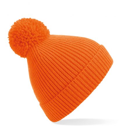B/field Eng. Knit Ribbed Pom Pom Beanie Orange ONE (BB382 ORA ONE)