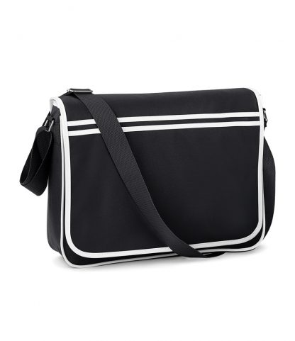 BagBase Retro Messenger Black/white ONE (BG71 BK/WH ONE)