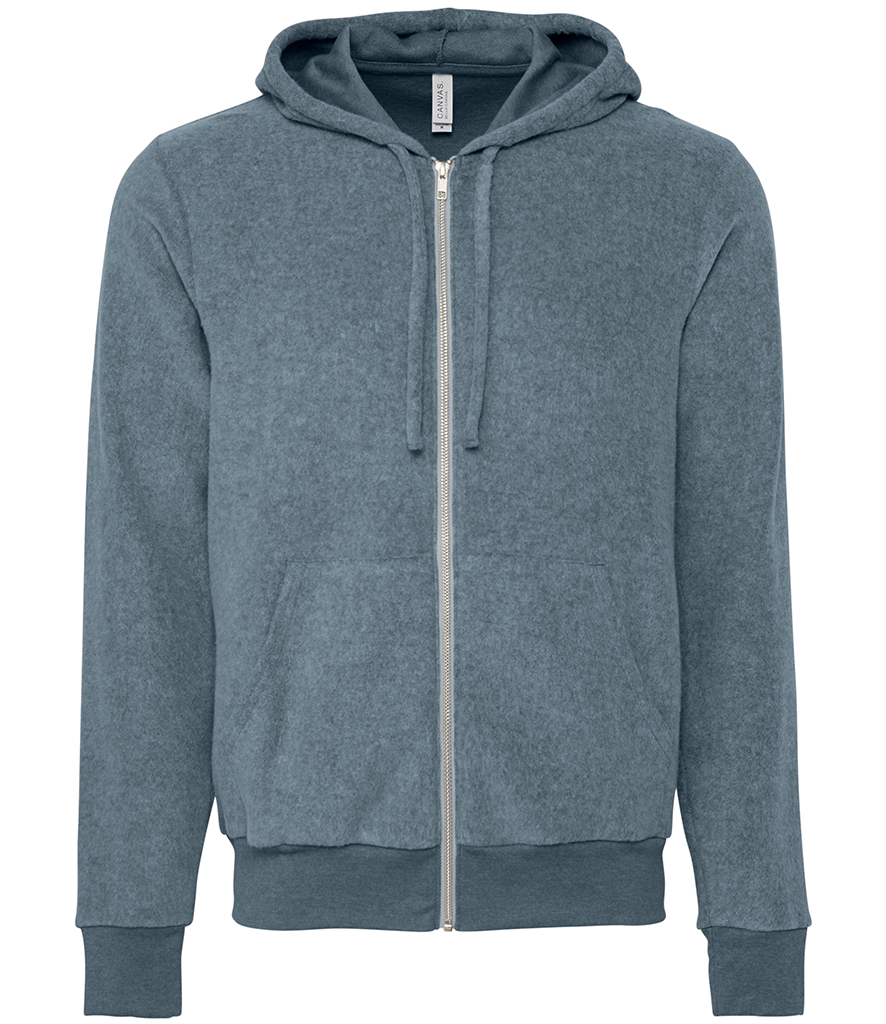 Canvas Unisex Sueded Full Zip Hoodie - Top Embroidery