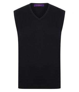 Henbury Sleeveless V Nk Sweater Black 4XL (H724 BLK 4XL)