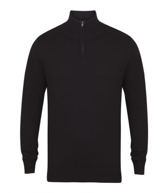 Henbury Zip Neck Sweater Black 4XL (H729 BLK 4XL)