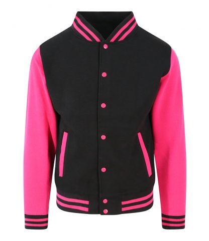AWDis Varsity Jacket Jet Blk/hot pink XXL (JH043 JB/HP XXL)