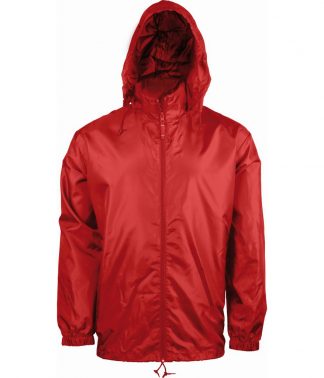 red windbreaker jacket