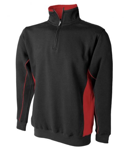 F/Hales Zip Neck Sweatshirt Black/red XXL (LV338 BK/RD XXL)