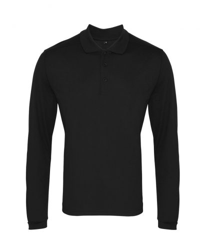 Premier L/S Coolchecker Pique Polo Black 4XL (PR617 BLK 4XL)