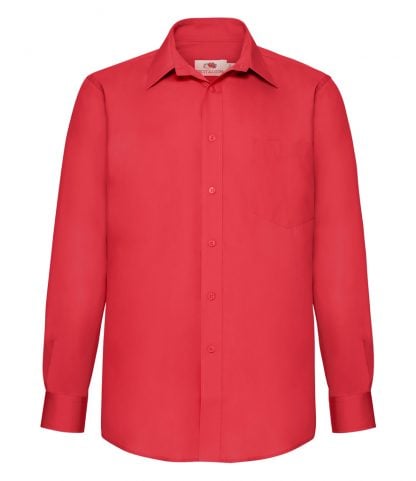 Fruit Loom L/S Poplin Shirt Red 3XL (SS412 RED 3XL)