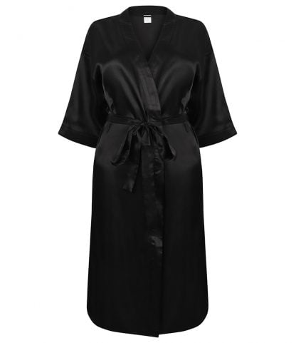 Towel City Ladies Satin Robe Black XL/XXL (TC54 BLK XL/XXL)