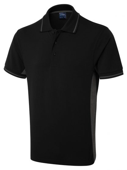 Uneek Two Tone Polo Shirt - Black/Charcoal