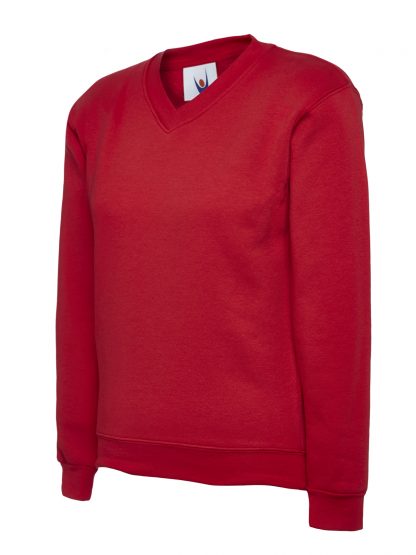 Uneek Childrens V Neck Sweatshirt - Red
