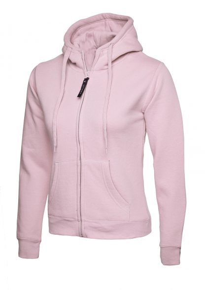 Uneek Ladies Classic Full Zip Hooded Sweatshirt - Pink