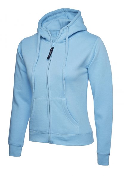 Uneek Ladies Classic Full Zip Hooded Sweatshirt - Sky