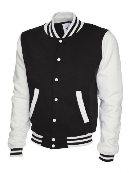 Uneek Mens Varsity Jacket - Black/White