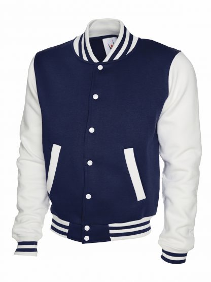 Uneek Mens Varsity Jacket - Navy/White