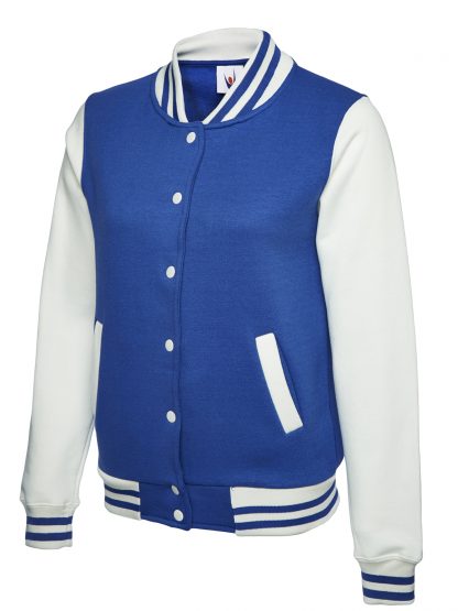 Uneek Ladies Varsity Jacket - Royal/White