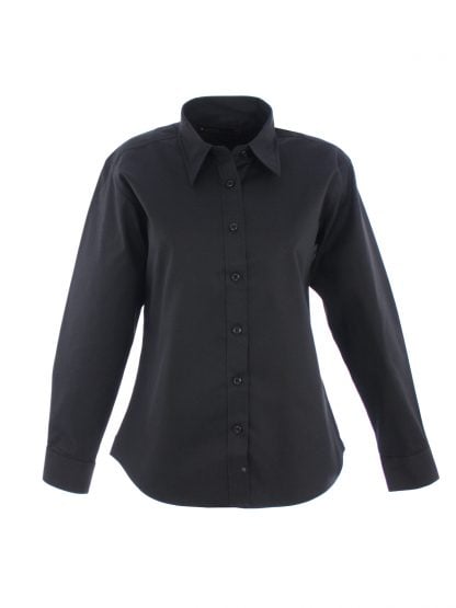 Uneek Ladies Pinpoint Oxford Full Sleeve Shirt - Black