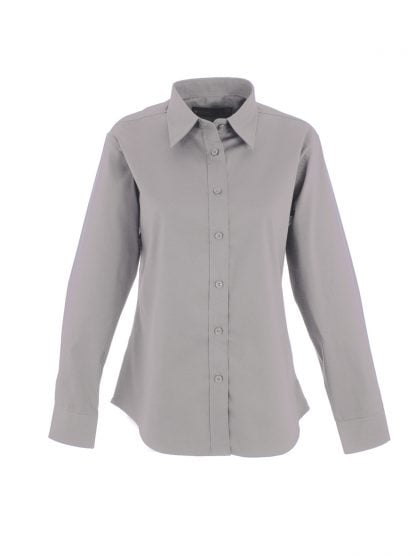 Uneek Ladies Pinpoint Oxford Full Sleeve Shirt - Silver Grey
