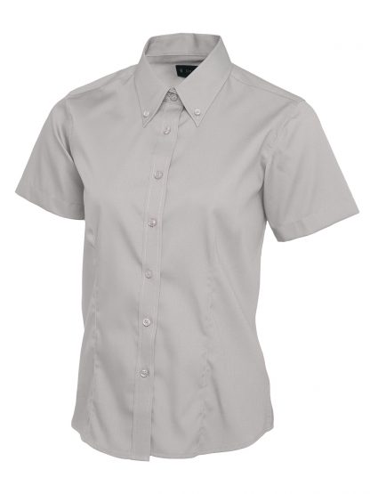 Uneek Ladies Pinpoint Oxford Half Sleeve Shirt - Silver Grey