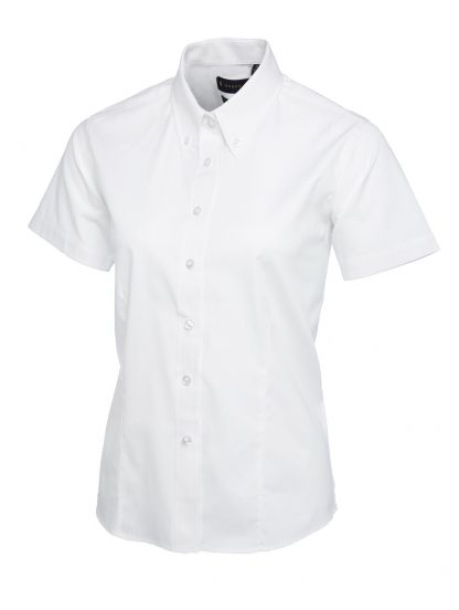 Uneek Ladies Pinpoint Oxford Half Sleeve Shirt - White