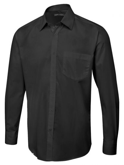 Uneek Men's Long Sleeve Poplin Shirt - Black