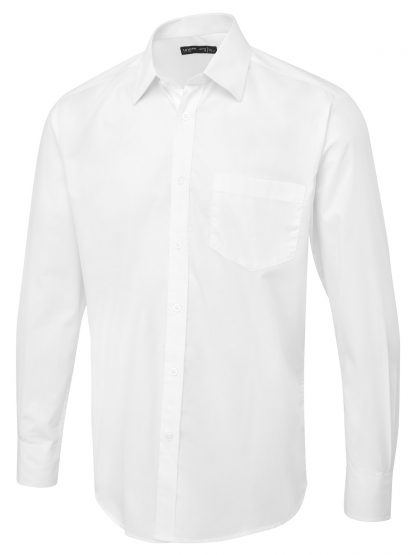 Uneek Men's Long Sleeve Poplin Shirt - White