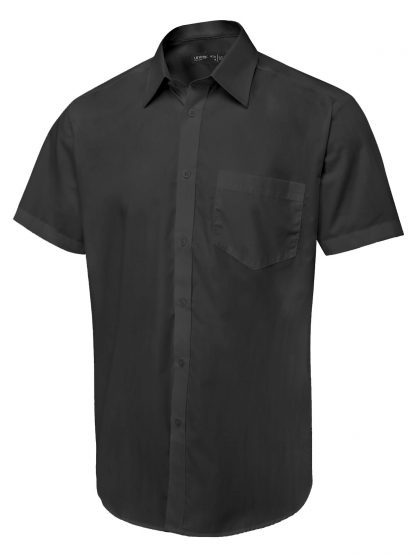 Uneek Men's Short Sleeve Poplin Shirt - Black