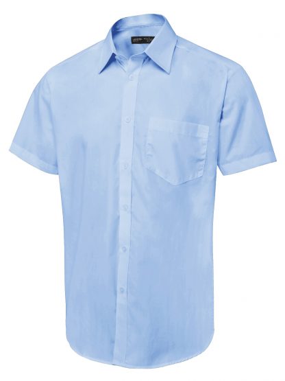 Uneek Men's Short Sleeve Poplin Shirt - Light Blue
