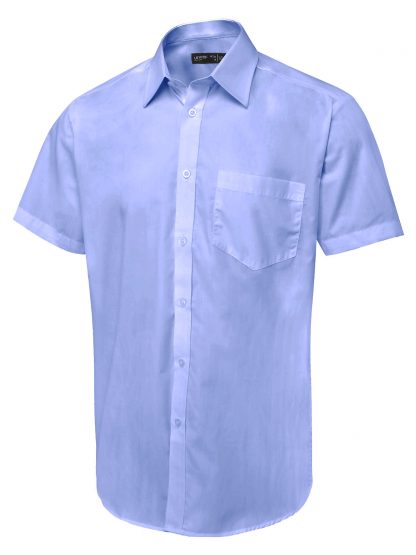 Uneek Men's Short Sleeve Poplin Shirt - Mid Blue