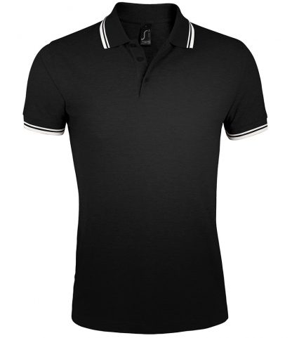 SOLS Pasadena Polo Shirt Black/white 3XL (10577 BK/WH 3XL)