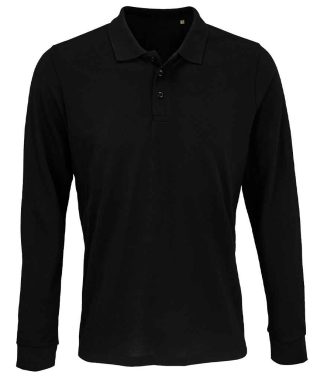 03983 BLK XS - SOL'S Unisex Prime Long Sleeve Piqué Polo Shirt - Black