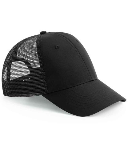 BB75R BLK ONE - Beechfield Recycled 6 Panel Snapback Trucker Cap - Black