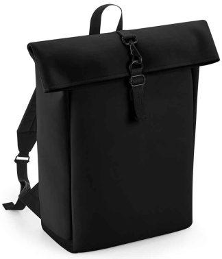 BG335 BLK ONE - BagBase Matte PU Roll-Top Backpack - Black