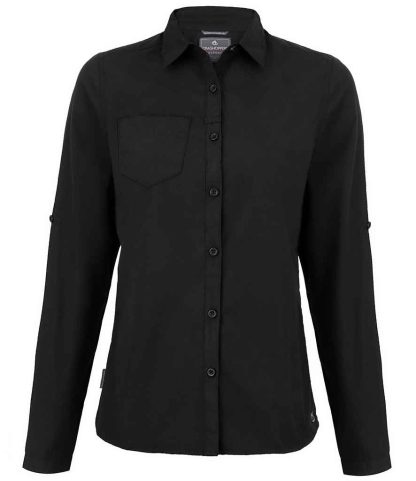 CR541 BLK 8 - Craghoppers Expert Ladies Kiwi Long Sleeve Shirt - Black