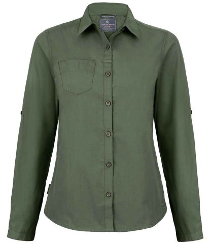 CR541 DCG 8 - Craghoppers Expert Ladies Kiwi Long Sleeve Shirt - Dark Cedar Green