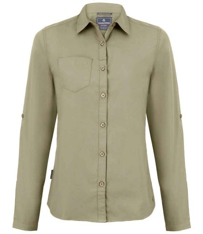 CR541 PEB 8 - Craghoppers Expert Ladies Kiwi Long Sleeve Shirt - Pebble