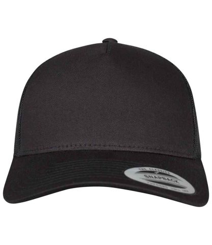 F6506 BLK ONE - Flexfit 5 Panel Retro Trucker Cap - Black