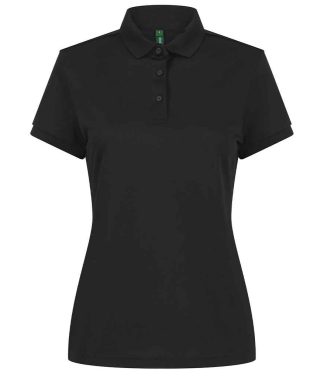 H466 BLK XS - Henbury Ladies Recycled Polyester Polo Shirt - Black