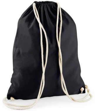 W910 BLK ONE - Westford Mill Recycled Cotton Gymsac - Black